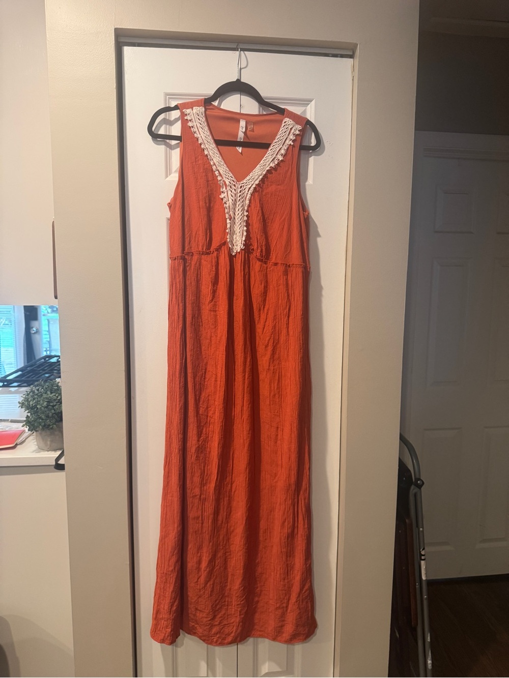 Rusty Orange crepe look maxi dress